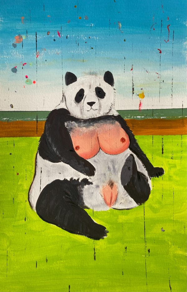 My Kinda Panda , 17x9 inches, Acrylic on paper, 2022