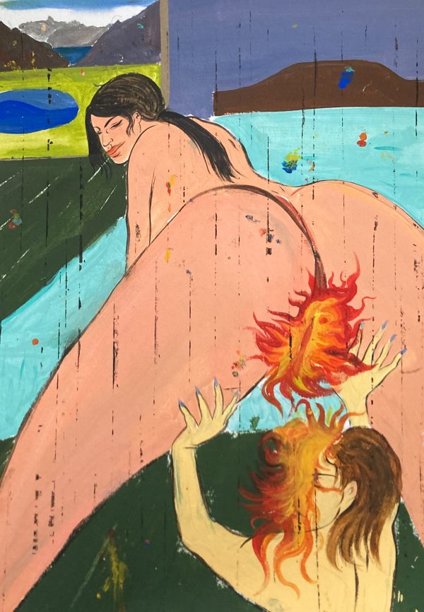 Vahid Sharifian: Fire it Up, 17x 9 inches, Acrylic on paper, 2022